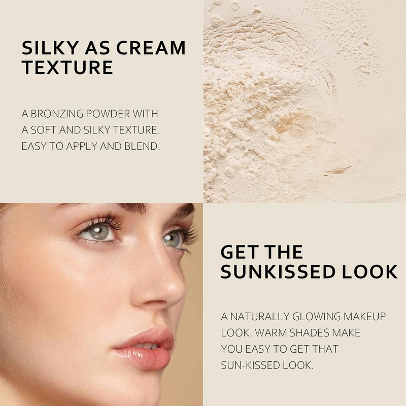 FV Natural Bronzer Powder, Long-Lasting & Waterproof, Glow Bronzing Powder,
