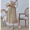 LeafIn Women's Flower Pattern Apron One-Piece Cotton 2-Way Pocket Long
