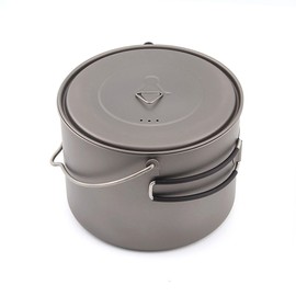 TOAKS Titanium Hanging Handle Foldable Outdoor Camping Cookware Picnic Ultralight (POT-1600-BH)