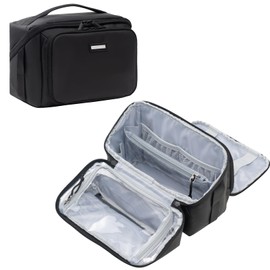 Everfun Compact Toiletry Bag for Men and Women Traveling, Wide Open Shaving Dopp Kit, Water Resistant Makeup Organizer Hygiene Bag with Wet Dry Compartment - Black, Small 9.25 x 5.5 x 6.75