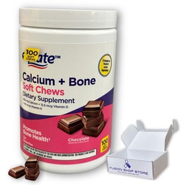 Equate Calcium 600mg with Vitamin D- Soft Chews Milk Chocolate, 100ct (Pack of 1), Boxed by Fusion Shop Store
