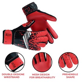 EFAH SPORTS Soccer Goalkeeper Gloves for Kids Boys Children Youth Football Goalie Gloves with Super Grip Protection Palms (Size 6 Suitable for 13 to 15 Years Old, Red)