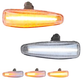 GSOWO Upgraded 2 PCS Sequential Switchback Front LED Side Marker Lights for Mitsubishi Lancer Evo X Mirage Outlander Sport, Clear Lens Amber Color Side Fender Marker Lamps