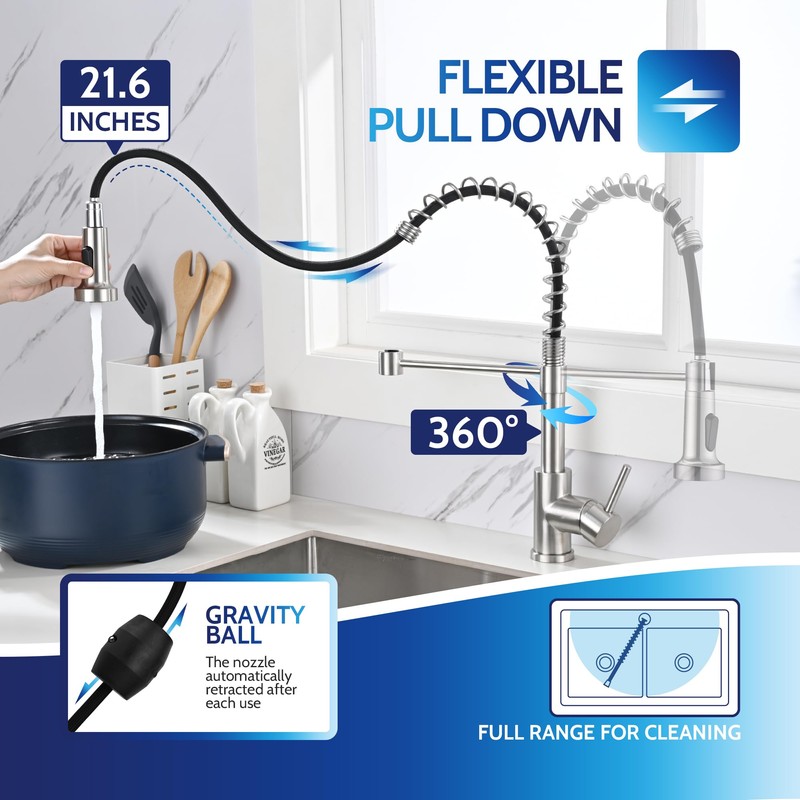 LUFEIDRA Touchless Kitchen Faucet with Pull Down Sprayer-Brushed Nickel Kitchen