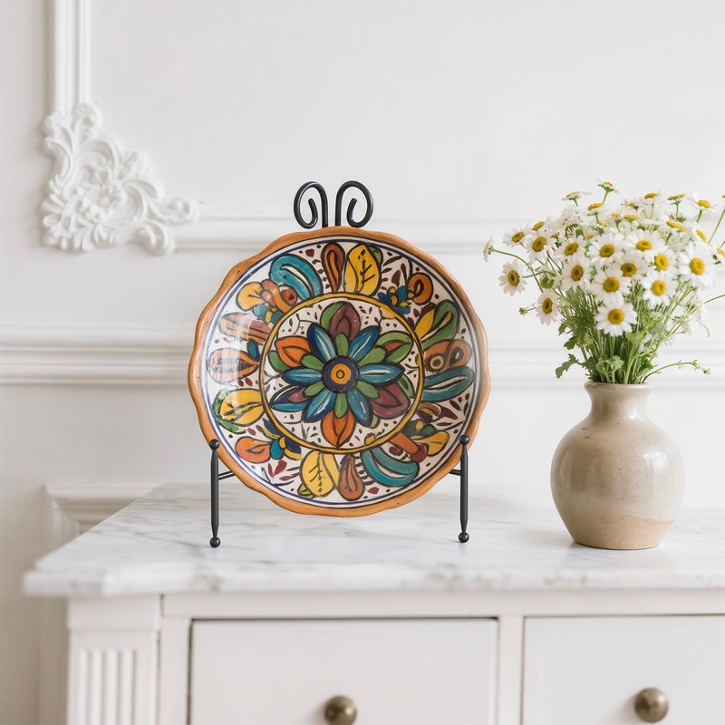 HEMYLU Display Stand for Plate, Foldable Metal Plate Stand for