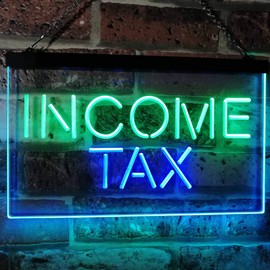 Income Tax Indoor Display Decoration Dual Color LED Neon Sign Green & Blue 12" x 8.5" st6s32-i2430-gb