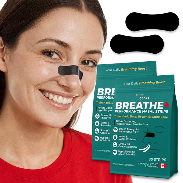 TapeGeeks Nasal Strips for Snoring Solution – 2 Pack Black