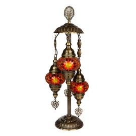 Selenly 19.3" Handcrafted Turkish Mosaic Lamp, 3 x 3.93 Colorful Stained Glass, Moroccan Decor, Vintage Style, Table & Bedside Lights - Flame (Bulb Included)