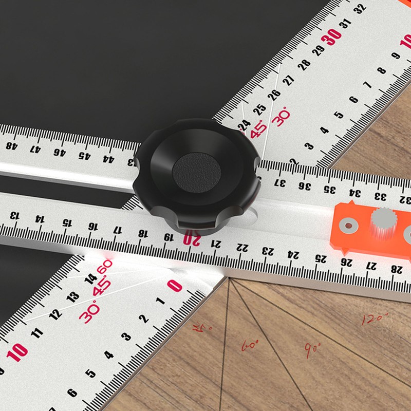 Woodworking Ruler Scribing Tool 2 In 1 Multifunctional Aluminum Alloy