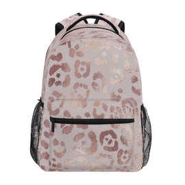 Backpack School Bookbag Travel Bag Leopard Print Cheetah Rose Gold for Girls Boys Teen Medium