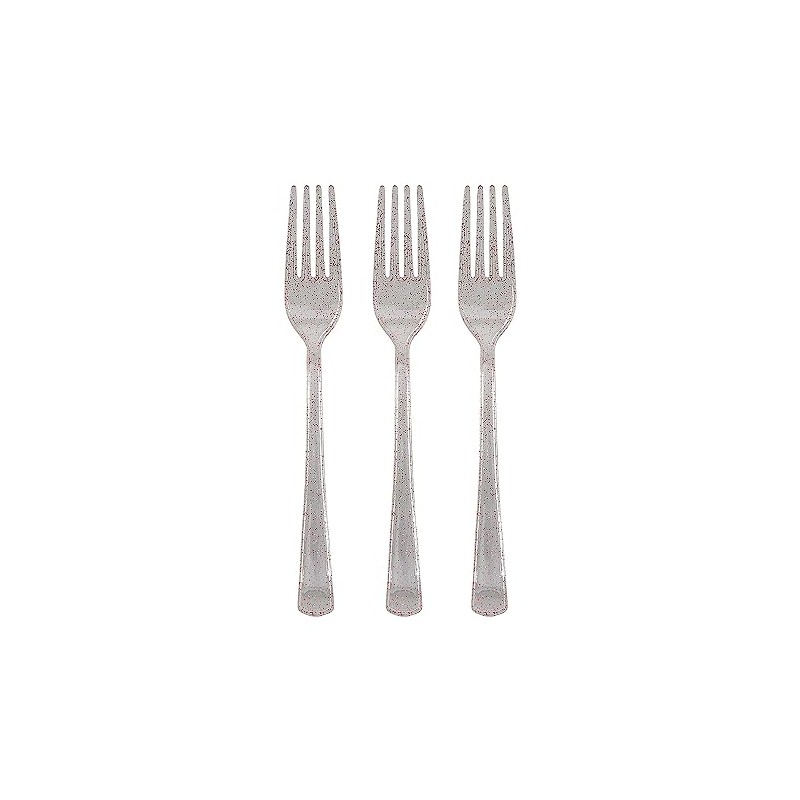 Pink Glitter Plastic Forks 48 Count