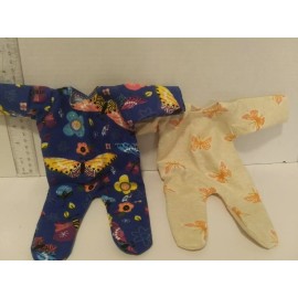 Handmade Doll Clothes made to fit 12"  Baby Alive Doll - 2   footsie Pajamas-  E73