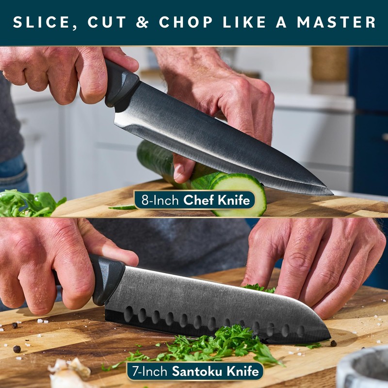 Home Hero Kitchen Knife Set with Sharpener - High Carbon