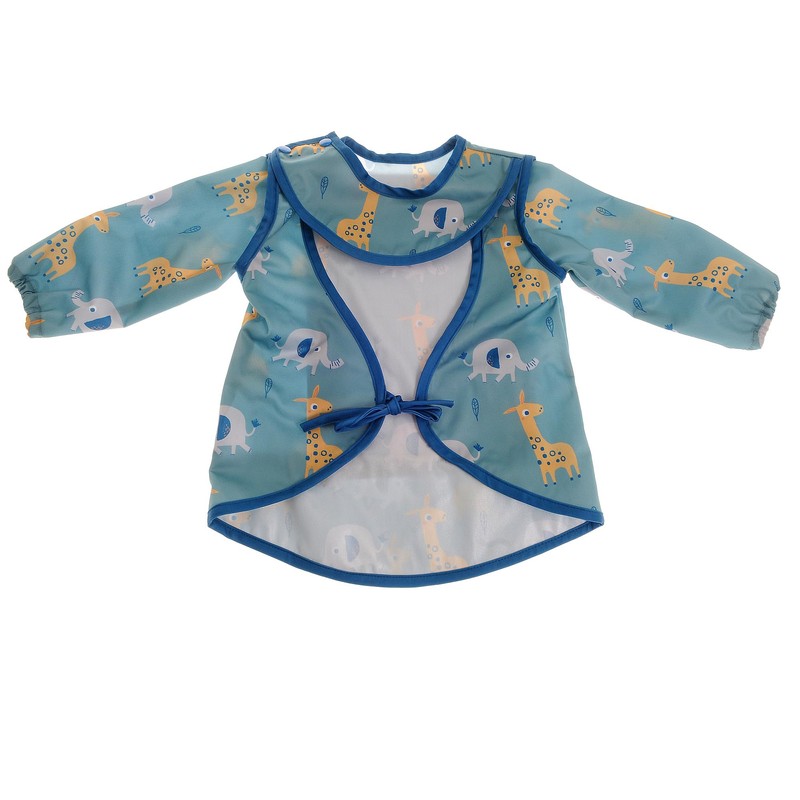 Ziggle Giraffe and Elephant Coverall Feeding Bib