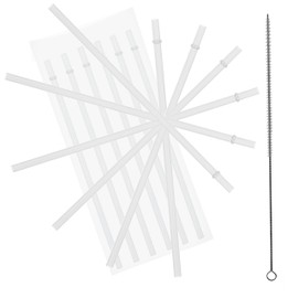 10.5 Inch, Set of 6 Clear Replacement Acrylic Straws and 1 Nylon Straw Cleaning Brush for 16oz, 20oz, 24oz Tumblers... (Clear, 10.5)