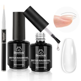 Beetles Gel Nail Polish 15ml*2 Clear Beetles Builder Gel 7 in 1 Builder Strengthener Gel Color Hard Gel Builder with Liner Brush Extension Nail Gel for Holiday Nail Art Design Gift for Women