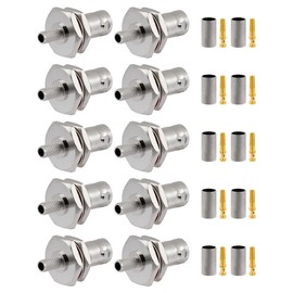Vecys BNC Connectors 50 Ohm BNC Female Crimp Connector for RG58 RG142 RG400 LMR195 RF Coaxial Cable Pack of 10