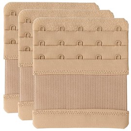 Magicmode Women's Bra Extender 5 Hook Plus Size Bra Strap Extenders 3pcs-Pack (Stretchy, Beige Color)