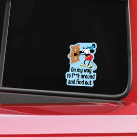 Steamboat Willie Mickey Mouse Sticker Decal | Funny Sarcastic Adult Humor | 10 Variations with Hilarious Sayings | 5" Sticker for Laptops, Cars, Water Bottles | Regrets & Sarcasm (OMWTFAAFO-2)