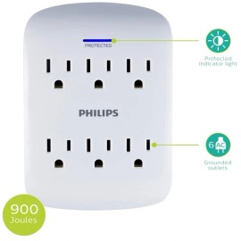 multi plug Outlet Surge protector Wall usb type c ports power strip Extender LED - 6 Outlet / LED Light