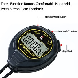 FCXJTU Digital Waterproof Stopwatch, No Bells, No Whistles, Easy Basic Operation, Noiseless, Clear Display, ON/Off, Large Display for Swimming Training, Kids Trainer (Black)