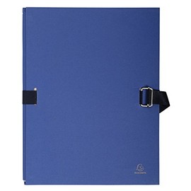 Exacompta 732E Document Folder DIN A4 with Stretchy Spine up to 13 cm Made of Strong Cardboard with Dyed Fabric Cover Dark Blue Ideal for Your Documents and Documents