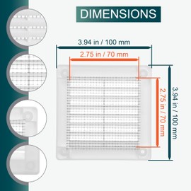 Ecopro Vent / 3'' x 3'' Inch Opening Measurement / White Square Vent External Grille with Protective Mesh - Lightweight Plastic Register / Cover Indoor Outdoor Soffit Vent - 4x4 Outer Measurement