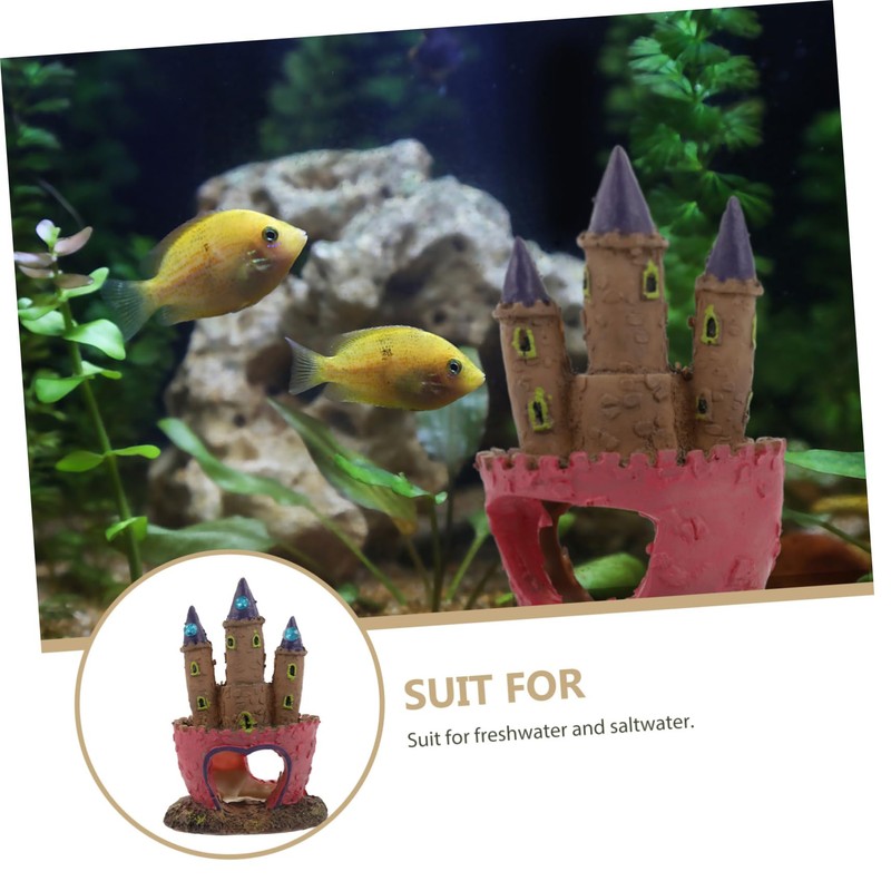 iplusmile 2pcs Castle Fish Tank Resin Decoration Aquarium Landscape Ornament