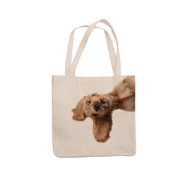 Super Lemon Reusable Tote Bag with Springer, Cocker Spaniel Print, Everyday, Shopping Tote Bag, Eco-friendly Printed Stylish Long Handled Tote Shoulder Bag, Perfect Dog Lover Gifts (40 x 38 x 1.5) cm