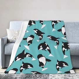 Killer Whale Throw Blanket Super Soft Warm Bed Bedding Blankets for Couch Bedroom Sofa Office Car, All Season Cozy Flannel Plush Blanket Gifts for Girls Boys Teen Adults, 80"X60"
