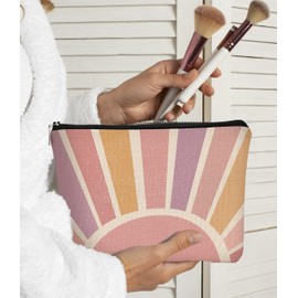 BARPERY Boho Gifts Small Pink Makeup Bag Gifts for Women,Sunshine Boho Cosmetic Bag, Bohemian Makeup Bag Organizer,Christmas Birthday Gifts for Mom Friend Sister Wife Teacher