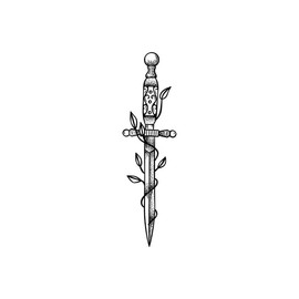 Sword Temporary Tattoo Sticker Waterproof Grey Vintage Adult Men Women Arm Shoulders Body Art 13.8X4cm Set of 5
