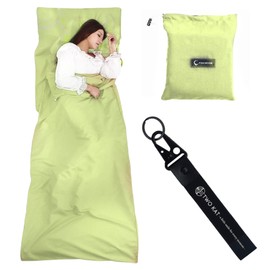 Two KAT Packable Ultralight Travel Sleeping Bag Liner, Lightweight Portable Compact Sleep Sack Sheet for Outdoor Camping Hiking Picnic Hotel (Green, 29.5" x 82.5")