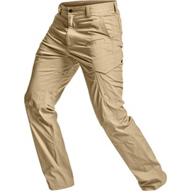 CQR Men's Quick Dry Tactical Pants, Water Resistant Outdoor Pants, Lightweight Stretch Cargo Work Hiking Pants, Runyon Cargo Pants Dune Khaki, 32W x 34L