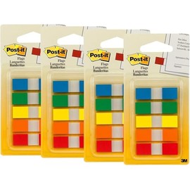 Post-it Flags with On-The-Go Dispenser, Assorted Primary Colors, 1/2-Inch Wide, 100/Dispenser, Pack of 6
