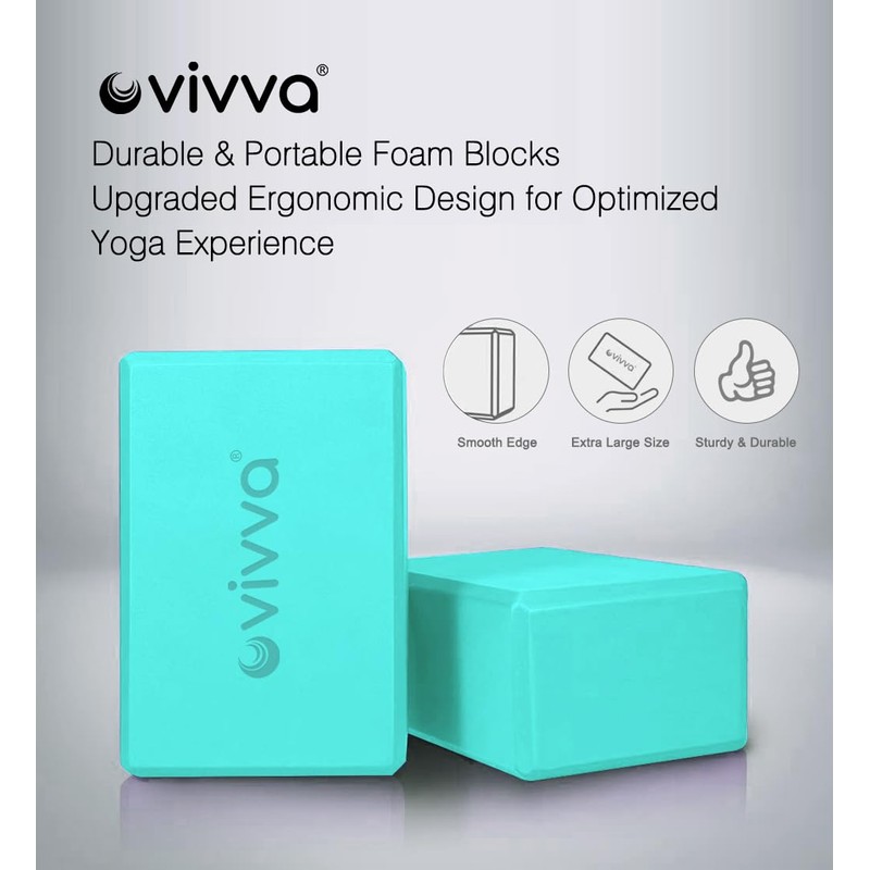 Vivva Yoga Blocks, 9"x6"x4" Yoga Blocks 2 Pack, Premium EVA