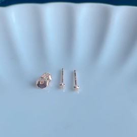 925 Silver, 925 Silver Earrings, Hypoallergenic Metal, Star, 0.08 inch (2 mm), Ultra Small, Small, Inconspicuous, Simple, Hempty, Pink Gold, Black, Sterling Silver, No Gemstone