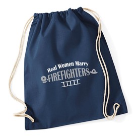 Hippowarehouse Real Women Marry Firefighters Drawstring Cotton School Gym Bag 37cm x 46cm, 12 litres