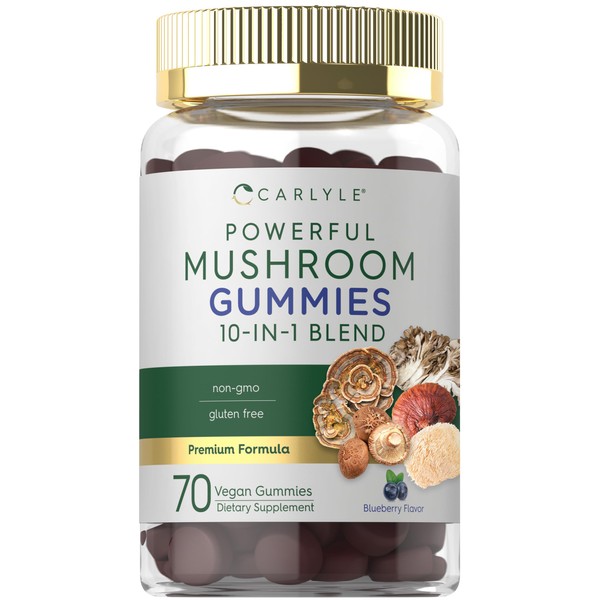 Carlyle Mushroom Supplement Gummies | 70 Vegan Gummies | 10-in-1
