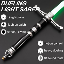 LIHTJOYFUN Lightsaber,Metal Dueling Light Saber,Smooth Gesture Swing,USB Rechargeable Lightsabers with 18 Set Sound Effects with 19 Colors Change,Light Saber Sword Toy（Red Moon）