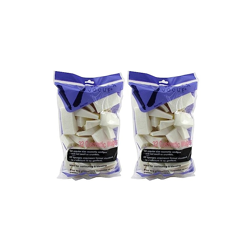Victoria Vogue Cosmetic Wedges 32 Count Regular Size (2 Pack)