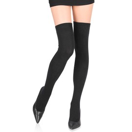 Kiiwah 65 cm Overknee Stockings, Thigh High Socks, 78.5% Cotton Socks, Long Knee Socks for Women, Femboy, Winter, Autumn, Spring, black