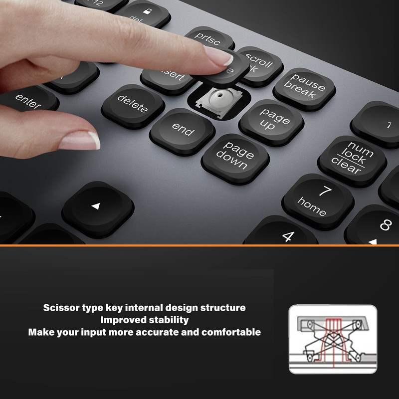 Bluetooth Keyboard with Numeric Keypad Skid Resistance Pads 110 Keys