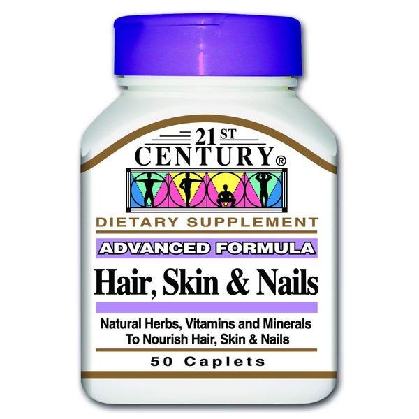 21st Century Hair, Skin and Nails 50 Caplet, (Pack of 2)