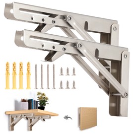 Folding Console Heavy Duty 200 mm - Folding Hinge Pack of 2 Stainless Steel Folding Bracket Folding Angle Space-Saving Folding Shelf for Folding Table Wall Mounting Shelf Bracket Load 60 kg