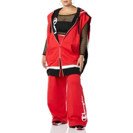 Champion Women's Making the Cut Season 3 Episode 2 Champion Collab Winning Look Rafael's Reverse Weave Oversized Vest Hooded Sweatshirt, Red, Large-XX-Large US