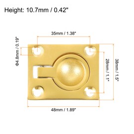 sourcing map 4Pcs Flush Ring Pull, 1.89-inch x 1.5-inch Stainless Steel Rectangle Recessed Door Pull with Screws for Furniture, Boat, Brass Tone