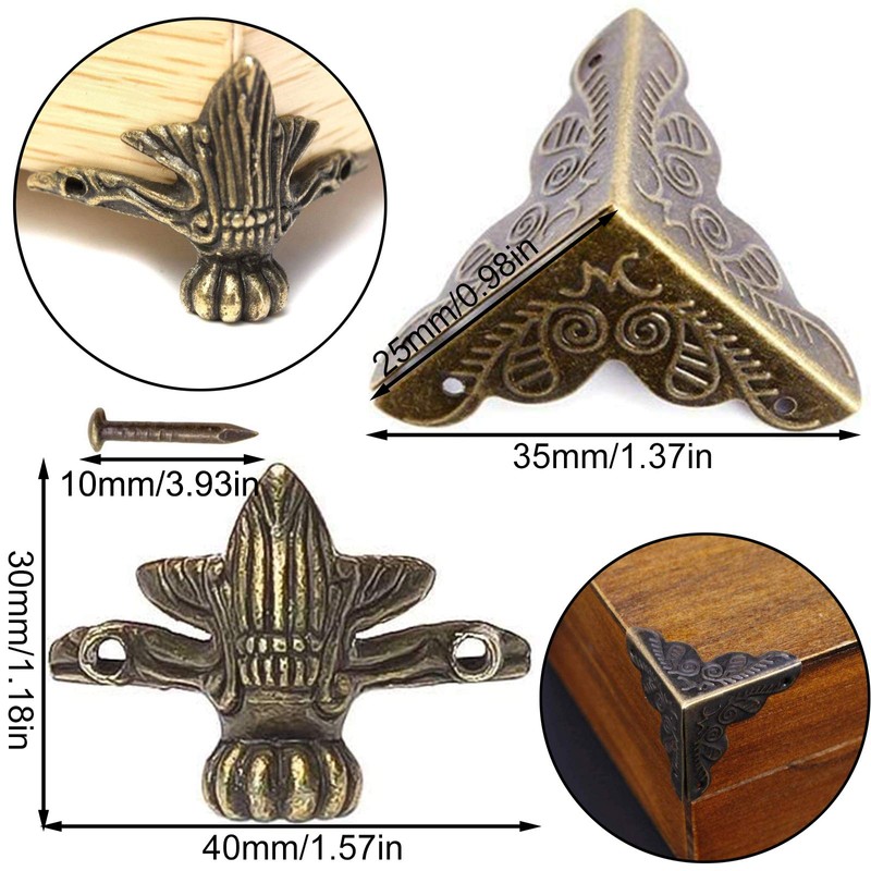 1 set decorative box hardware made of bronze, 1 piece