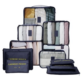 12-Piece Suitcase Organiser Set, Packing Cubes for Suitcase, Travel Accessories, Clothes Bags, Cosmetics, Travel Organiser, Packing Bags for Suitcases (Dark Blue)