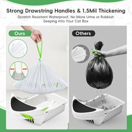 Litter Box Liners 60 Count Jumbo Cat Litter Bags, Easy Clean Up Thick Large Kitty Litter Liners for Litter Box, Drawstring Cat Litter Box Liner Bags for Litter Box Robot 4 and 3